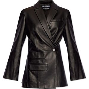 Jacquemus, Dames, Jassen, Zwart, Maat: 2XS Leer,