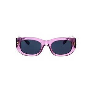 Gucci Gedurfde Rechthoekige Zonnebril met Metalenieten , Purple , Dames , Maat: 51 MM