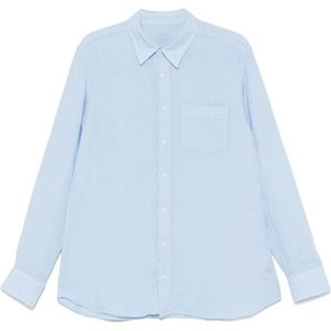 120% Lino, Heren, Overhemden, Blauw, Maat: 2XL Linnen,