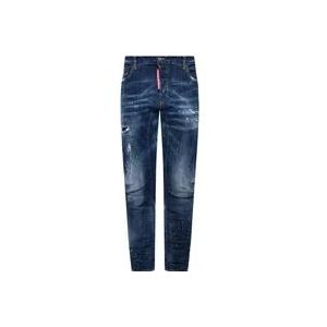 Dsquared2 Slim Fit Medium Denim Jeans met Distressed Detail , Blue , Heren , Maat: W34