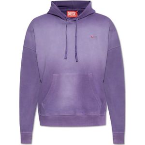 Diesel, Heren, Sweatshirts & Hoodies, Paars, Maat: M Katoen,