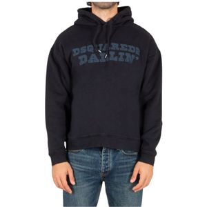 Dsquared2, Heren, Sweatshirts & Hoodies, Blauw, Maat: M Katoen,