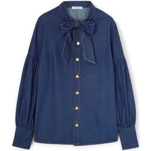 Motivi, Dames, Blouses & Shirts, Blauw, Maat: 2XS Denim,