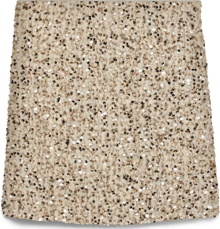 Vero Moda - Vmbella HW Short SQ Skirt JRS GA - Korte Rok - Beige - Pailletten
