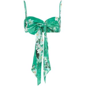 Zimmermann - Everley Draped Bow Bralette - Groen - Linnen