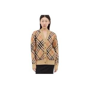 Burberry Check Wool-Blend Cardigan , Beige , Dames , Maat: S