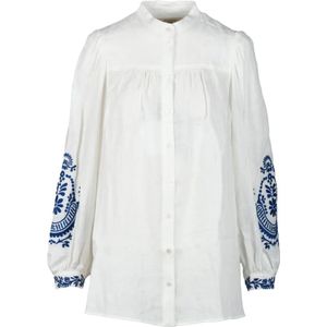 Weekend Max Mara, Dames, Blouses & Shirts, Wit, Maat: 2XS Linnen,