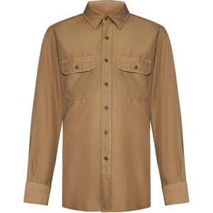 Tom Ford, Heren, Overhemden, Beige, Maat: 2XL Katoen,