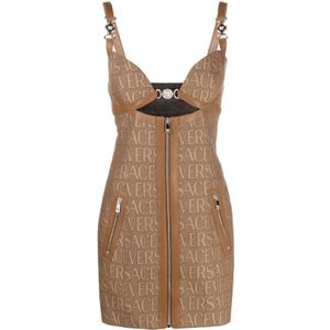 Versace, Dames, Jurken, Beige, Maat: XS Leer,