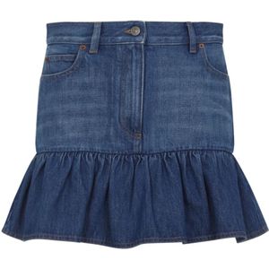 Valentino, Dames, Rokken, Blauw, Maat: XS Katoen,