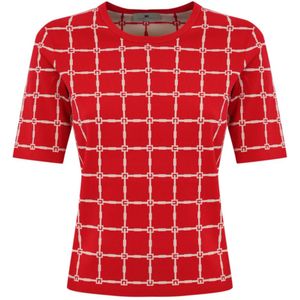 Elisabetta Franchi, Dames, Truien, Rood, Maat: S Viscose,