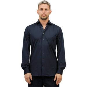 Traiano Milano, Heren, Overhemden, Blauw, Maat: M Leer,