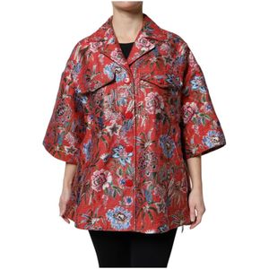 Dolce & Gabbana - Jacquard Jas - Rood - 70% Polyester, 22% Katoen, 5% Nylon