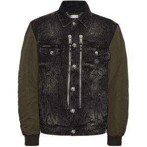 Philipp Plein, Heren, Jassen, Grijs, Maat: 3XL Denim,