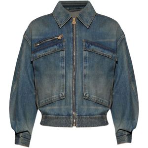 Versace, Heren, Jassen, Blauw, Maat: M Denim,