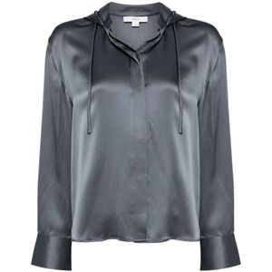 Vince, Dames, Blouses & Shirts, Blauw, Maat: L Zijde,