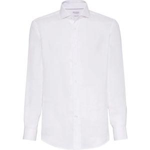 Brunello Cucinelli, Heren, Overhemden, Wit, Maat: XL Katoen,