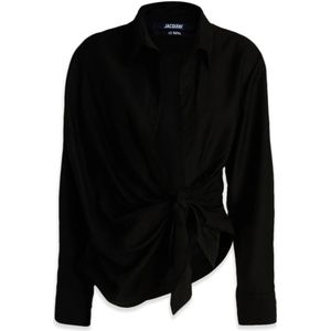 Jacquemus, Dames, Blouses & Shirts, Zwart, Maat: 2XS