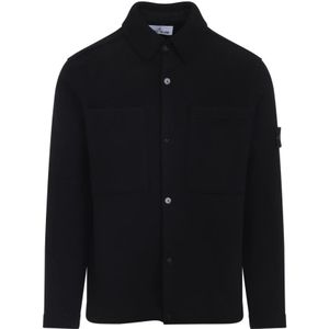 Stone Island, Heren, Jassen, Zwart, Maat: L Wol,