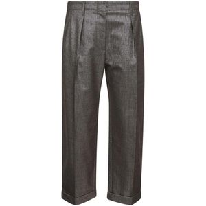 Brunello Cucinelli, Dames, Broeken, Bruin, Maat: S Wol,