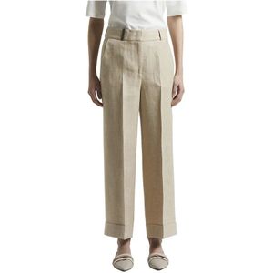 Peserico, Dames, Broeken, Beige, Maat: XS Linnen,