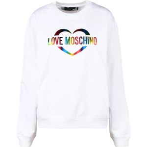 Love Moschino, Dames, Sweatshirts & Hoodies, Wit, Maat: XS Katoen,