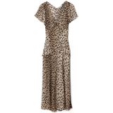 Rixovoor vrouwen. 010.00009.225.06047 Evie beige jurk (XS), Casual, Dierenprint, Zijde, Korte mouwen