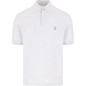 Brunello Cucinelli - Piquet Polo Shirt - Lichtgrijs - Katoen Piquet