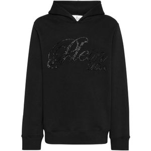 Philipp Plein, Heren, Sweatshirts & Hoodies, Zwart, Maat: M Fleece,