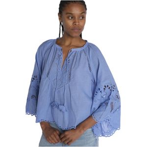 Scarlett Poppies, Dames, Blouses & Shirts, Blauw, Maat: S Katoen,