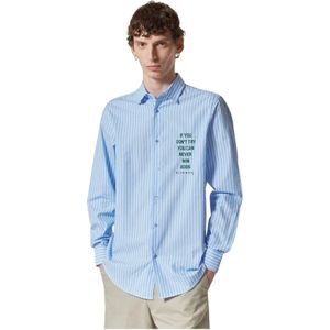 Richmond, Heren, Overhemden, Blauw, Maat: M Katoen,