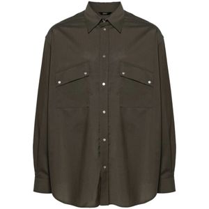 Fendi, Heren, Overhemden, Groen, Maat: S Wol,