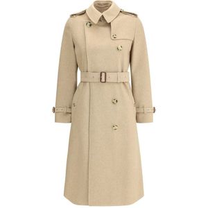 Burberry, Dames, Mantels, Beige, Maat: S Leer,