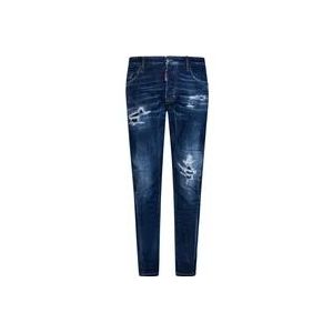 Dsquared2 Slim-Fit Blauwe Jeans met Versleten Details , Blue , Heren , Maat: S