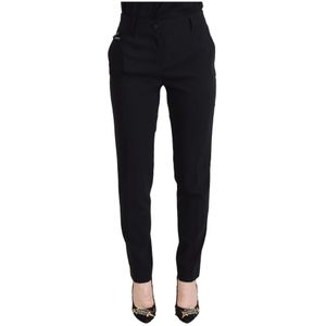 Dolce & Gabbana - Broeken - Zwart - Elegante Zwarte Wol en Zijde Broek