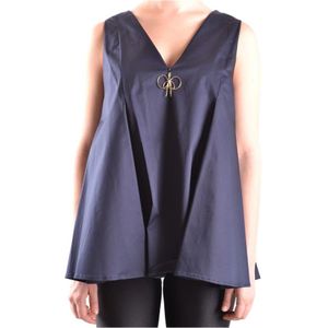 Elisabetta Franchi, Dames, Tops, Blauw, Maat: S Katoen,