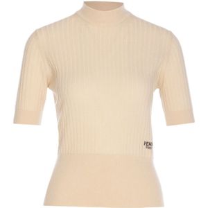 Fendi, Dames, Truien, Beige, Maat: S