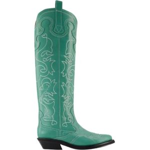 Ganni Leather boots , Green , Dames , Maat: 37 EU