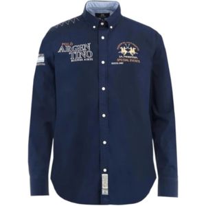 La Martina, Heren, Overhemden, Blauw, Maat: M Katoen,