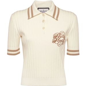 Philipp Plein, Dames, Tops, Wit, Maat: S Viscose,