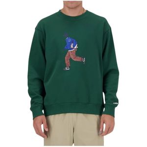 New Balance, Heren, Sweatshirts & Hoodies, Groen, Maat: XS Katoen,