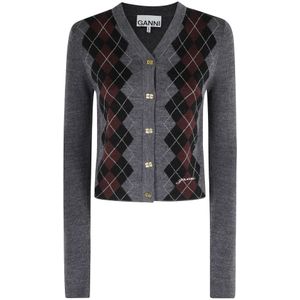 Ganni, Dames, Truien, Grijs, Maat: XS Wol,