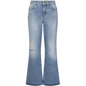 Balmain Blauwe Flared Jeans met Leeuwenknopen , Blue , Dames , Maat: XS