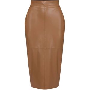 Elisabetta Franchi, Dames, Rokken, Bruin, Maat: XS Leer,