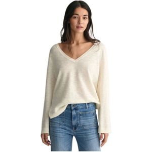 Gant, Dames, Truien, Beige, Maat: XS Linnen,