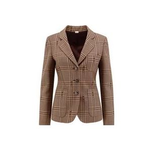 Gucci Madras Wol Blazer met Horsebit , Beige , Dames , Maat: XS