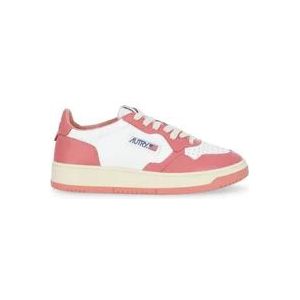 Autry Vintage-geïnspireerde Wit Roze Lage Top Sneakers , White , Dames , Maat: 35 EU