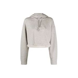 Ganni Sweatshirt met reliëf logo , Gray , Dames , Maat: L