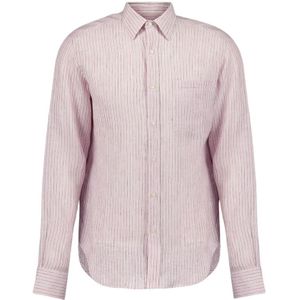 120% Lino, Heren, Overhemden, Roze, Maat: 2XL Linnen,