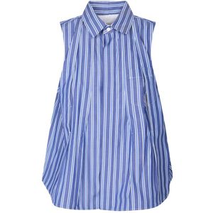 Sacai, Dames, Blouses & Shirts, Blauw, Maat: M Katoen,